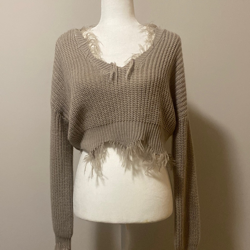 Just Polly V Neck Crop Top Sweater